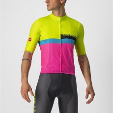 Castelli 22017 A BLOCCO pánsky cyklistický dres s krátkym rukávom Farba: 383 limetka/modrá/ružová