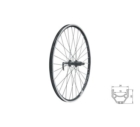 Zapletené koleso zadné KLS DRAFT V-brake R, 26", black